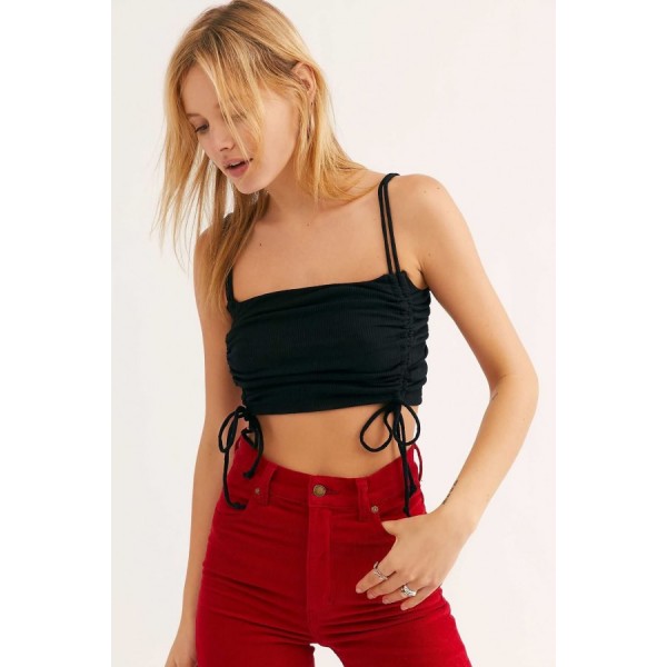 Black Drawstring Sexy Cropped Camisole