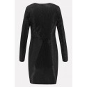 Black Sequin Plunging Long Sleeve Sexy Bodycon Dress